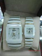 Sintra Rado Duplicate Watches White Ceramic Mens Two Tone Gold Band